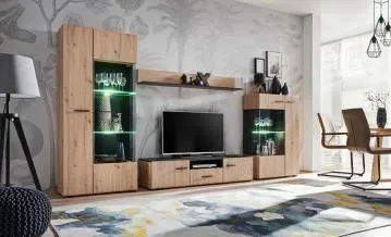 Meblościanka SOLIDO dąb artisan/czarny mat