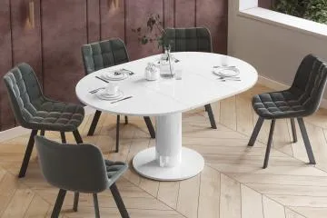 Stół rozkładany SOLO LUX 100(144)x100 biały połysk