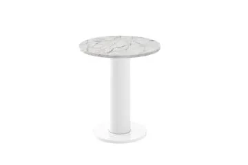 Stolik kawowy SOLO MINI ⌀60cm jasny marmur połysk/biały