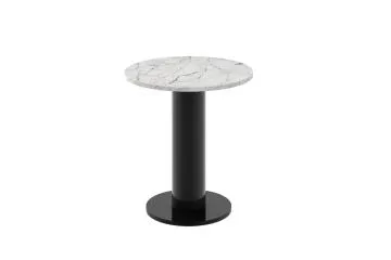 Stolik kawowy SOLO MINI ⌀60cm jasny marmur połysk/czarny