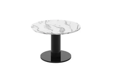 Stolik kawowy SOLO MINI ⌀80cm biały marmur połysk/czarny