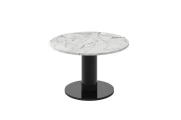 Stolik kawowy SOLO MINI ⌀80cm jasny marmur połysk/czarny