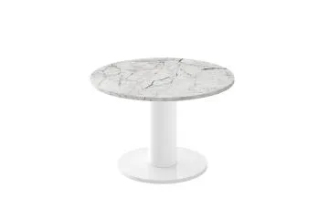 Stolik kawowy SOLO MINI ⌀80cm jasny marmur połysk/biały