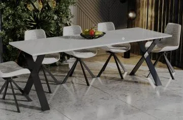 Stół rozkładany X 130(210)x80 biały połysk