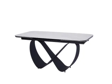 Stół rozkładany INFINITY Ceramic 160(240)x95 cm biały/ czarny