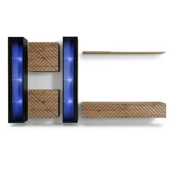 Meblościanka SWITCH LAMEL XVI dąb wotan/czarna