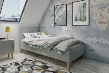 Łóżko dziecięce KUBI 80x180 szare