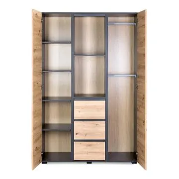 Szafa DALIA 120cm antracyt/dąb 3-segmentowa