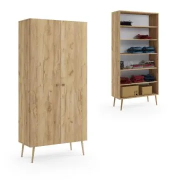 Szafa LEBEL z półkami 87cm dąb craft złoty