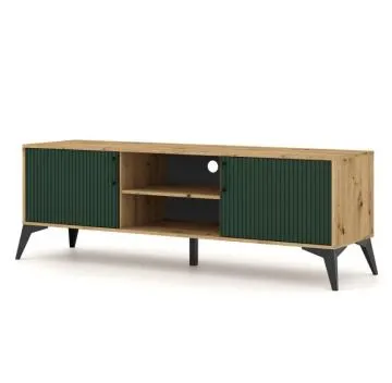 Szafka RTV LUGO 2D 164cm dąb artisan/zielony mat
