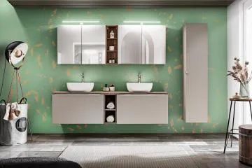 Szafka łazienkowa SANTA FE TAUPE 80 cm szara krzemowa z lustrem