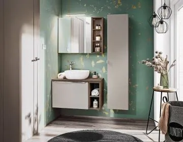 Szafka łazienkowa SANTA FE TAUPE 60 cm szara krzemowa z lustrem