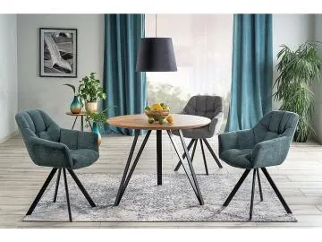 Stół okrągły TETIS 100x100 dąb/czarny