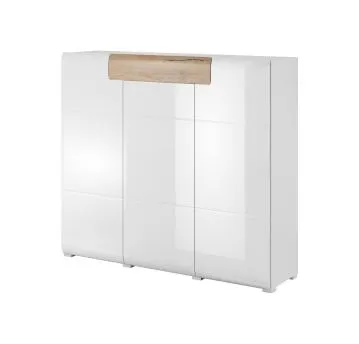 Komoda wysoka TOLEDO 3D1S biała połysk/dąb san remo