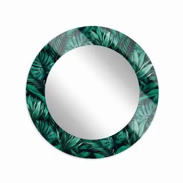 Lustro okrągłe MORENA TROPICAL 80cm ciemne zielone