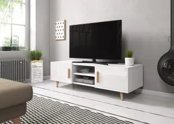 Szafka RTV SWEDEN 2 biały mat/biały połysk 140