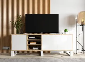 Szafka RTV NILA 6 150 dąb wotan/biały mat