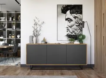 Komoda NILA 3D 168 dąb wotan/grafit mat