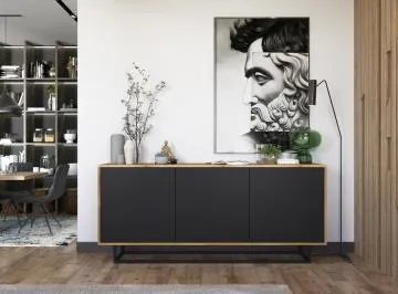 Komoda NILA 3D 168 dąb wotan/czarna mat