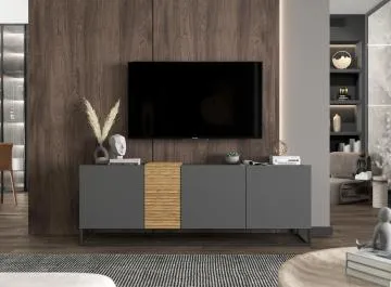 Szafka RTV NAVA 2 160 grafit mat/dąb artisan
