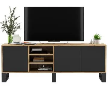 Szafka RTV NILA 6 150 dąb wotan/czarny mat