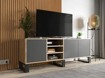 Szafka RTV NILA 6 150 dąb wotan/grafit mat