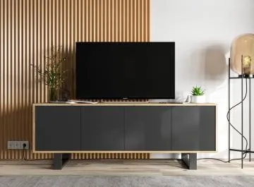 Szafka RTV NILA 7 150 dąb wotan/czarny mat