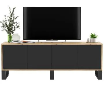 Szafka RTV NILA 8 150 dąb wotan/czarny mat