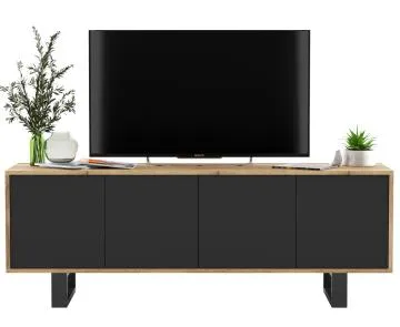 Szafka RTV NILA 7 150 dąb wotan/czarny mat