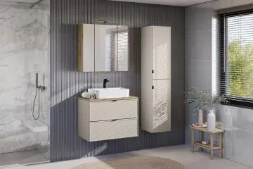 Szafka pod umywalkę nablatową BELLA CASHMERE 82-80-2S z blatem 80 cm kaszmir