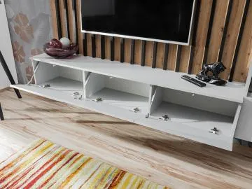 Szafka RTV VERTI 180 perla gray + panel ścienny