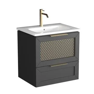 Szafka pod umywalkę CHIC 60 cm czarna półmat/złota