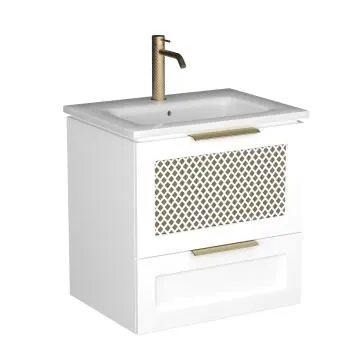 Szafka pod umywalkę CHIC 60 cm biała półmat/złota