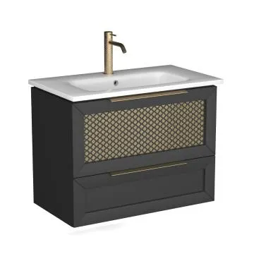 Szafka pod umywalkę CHIC 80 cm czarna półmat/złota