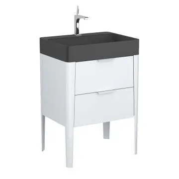 Umywalka wpuszczana VIBE 60 cm czarny mat kwarcowa z otworem na baterię