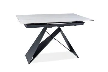 Stół rozkładany WESTIN SC 120(160)x80 biały marmur/czarny mat