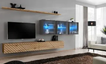 Meblościanka SWITCH LAMEL XVII dąb wotan/szara