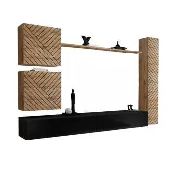 Meblościanka SWITCH LAMEL VIII dąb wotan/czarna