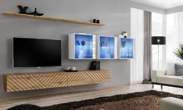Meblościanka SWITCH LAMEL XVII dąb wotan/biała
