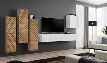 Meblościanka SWITCH LAMEL III dąb wotan/biała