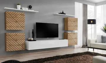 Meblościanka SWITCH LAMEL IV dąb wotan/biała