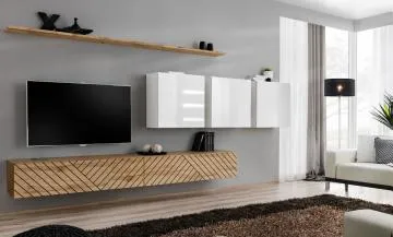 Meblościanka SWITCH LAMEL VII dąb wotan/biała