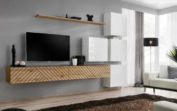 Meblościanka SWITCH LAMEL IX dąb wotan/biała