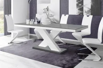 Stół XENON LUX 160(256)x89 szary połysk/biały połysk rozkładany