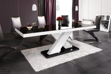 Stół rozkładany XENON 160(208)x89 czarny połysk/biały połysk