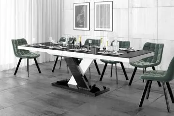 Stół XENON LUX 160(256)x89 czarny połysk/biały połysk mix rozkładany