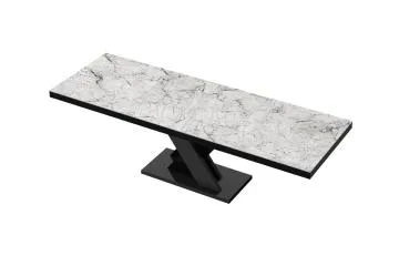 Stół rozkładany XENON LUX 160(256)x89 biały marmur venatino/czarny połysk