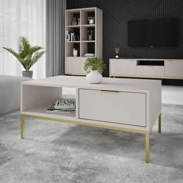 Stolik kawowy AUSTIN 100x60 kaszmir/złoty