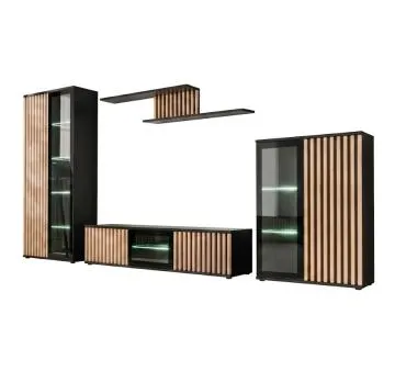 Meblościanka CAMERON LED hickory jackson/czarna