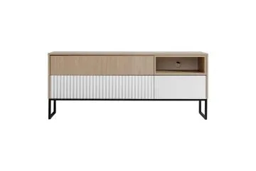 Szafka RTV ZOE 148 2K1S jodełka scandi/biały mat